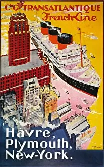 Steamboat Collection: French Line steamship poster, 1930s