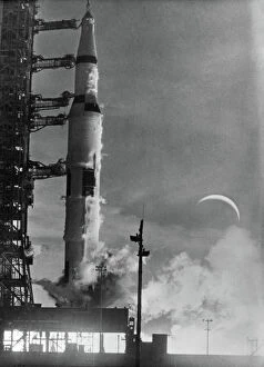 The Moon Canvas Print Collection: Launch of the Apollo 8 spacecraft from the Kennedy Space Center in Florida. Photograph, 1968