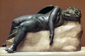Sculpture Fine Art Print Collection: MYTHOLOGY: SLEEPING EROS. Hellenistic bronze from Greece, 250-150 B. C