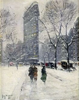 Wiggins Collection: NEW YORK: FLATIRON, 1919. Madison Square (Flatiron Building). Oil painting by Guy Wiggins, 1919