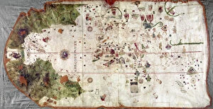 Navigator Mouse Mat Collection: NINA: WORLD MAP, 1500. World map, 1500, of Juan de la Cosa, navigator on the Nina on Christopher