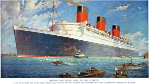 Fine Art Collection: OCEAN LINER QUEEN MARY. The Cunard White Star liner Queen Mary launched in 1934