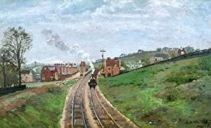 Fine Art Photo Mug Collection: PISSARRO: STATION, 1871. Camille Pissarro: Lordship Lane Station, South London ( Penge Station )