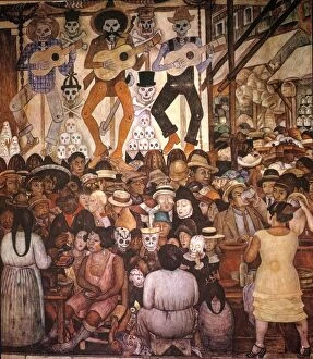 Mexico City Metal Print Collection: RIVERA: DAY OF THE DEAD. Feast of the Day of the Dead. Mural by Diego Rivera at the Ministry of