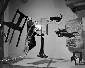 Salvador Dali artwork Photographic Print Collection: SALVADOR DALI (1904-1989). Spanish painter. Photographed with objects, including cats