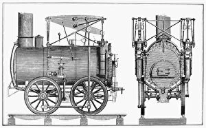 Invention Collection: Schematic view of the Stourbridge Lion, the first commercial locomotive in North America