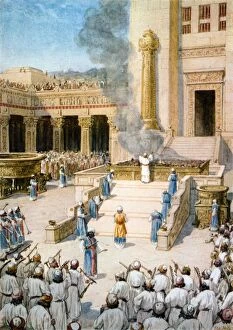 Hole Collection: TEMPLE OF SOLOMON. Dedication of the Temple of Solomon in Jerusalem. Painting by William Hole