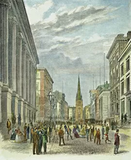 Broadway Collection: WALL STREET, NEW YORK CITY. Wall Street, New York City, looking west toward Trinity Church