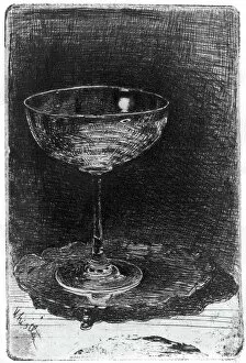 Still life artwork Framed Print Collection: WHISTLER: WINE GLASS. The Wine Glass. Etching, James A. McNeill Whistler, c1880