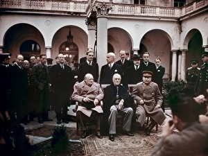 Yalta Conference Print: Churchill, Roosevelt and Stalin at Livadia Palace