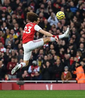 Related Images Cushion Collection: Arsenal vs. Chelsea: David Luiz in Action at the Emirates Stadium, Premier League 2019-2020
