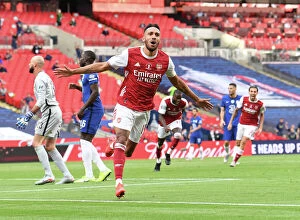 Related Images Poster Print Collection: Arsenal's Aubameyang Scores in Empty FA Cup Final: Arsenal vs. Chelsea (2020)