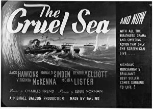 Film Photographic Print Collection: A black and white poster for The Cruel Sea (1953)
