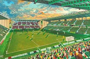 Premiership Greetings Card Collection: Easter Road Stadium Fine Art NEW EDITION
