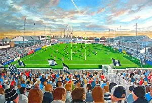 Related Images Cushion Collection: Naughton Park Stadium Fine Art - Widnes Vikings Rugby League