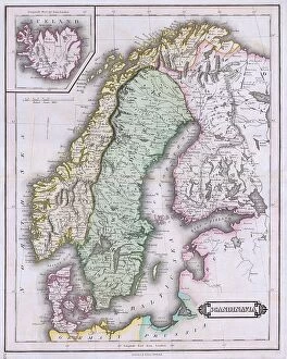 Sweden Metal Print Collection: 1840 Lizars Map Of Scandinavia Norway Sweden