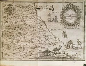 Urban landscapes Fine Art Print Collection: Map of ancient Abruzzo, by Giovan Battista Pacichelli, engraving, 1702