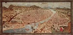 Maps Fine Art Print Collection: Map of Florence known as Della Catena Map of Florence, Attributed to Francesco di Lorenzo