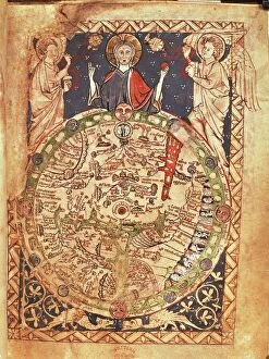 Direction Collection: Mappa Mundi, ink and colors on parchment, created in London about 1265