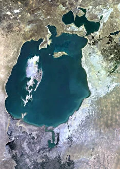 Kazakhstan Pillow Collection: The Shrinking of the Aral Sea in 1990