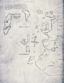 Related Images Greetings Card Collection: Vinland Map, oldest map of Greenland and Northern America areas discovered by Norse