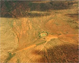 Colors Collection: An Aerial view of the Australian outback, showing the vibrant colours of the Landscape