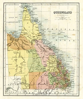 Maps Photo Mug Collection: Antique map - Queensland Australia
