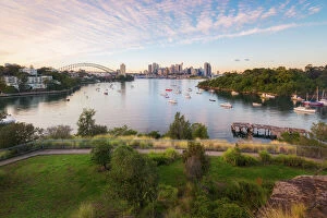 Docks Fine Art Print Collection: Australia Sydney Central Business District landmarks around Sydney Harbour view from Waverton
