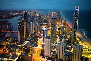 High Angle View Collection: Gold Coast City at Night