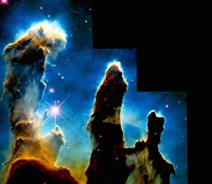 Galaxies Cushion Collection: Hubble Space Telescope image of gaseous pillars
