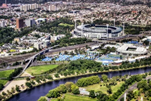 Aerial Photography Cushion Collection: Melbourne Cricket Ground & Yarra River Parklands Aerial