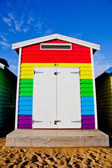 Brighton Beach Melbourne Collection: Rainbow colored beach hut