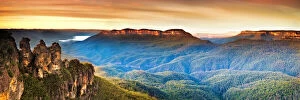 Landscape paintings Metal Print Collection: Three sisters blue mountains