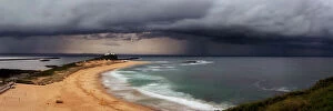 Kathryn Diehm Canvas Print Collection: storm of nobbys beach newcastle nsw