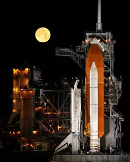 The Moon Premium Framed Print Collection: STS-119 Discovery at Launchpad 39A