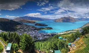 Landscape paintings Poster Print Collection: Stunning Queenstown Scene, New Zealand South Island