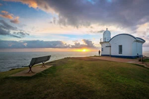 Landscape paintings Cushion Collection: Sunrise at Tacking Point Lighthouse