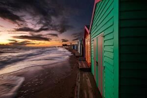 Brighton Beach Melbourne Collection: Sunset at Brighton Beach