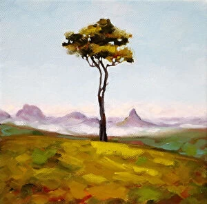 Sunshine Coast Jigsaw Puzzle Collection: Tree on a Hilltop with View Painting