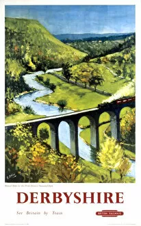 Steam Trains Fine Art Print Collection: Derbyshire, BR (LMR) poster, 1948-1965
