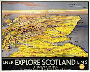 Glasgow Photo Mug Collection: Explore Scotland - Its Quicker by Rail, LNER / LMS poster, 1923-1947