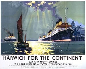 Esbjerg Canvas Print Collection: Harwich for the Continent, LNER poster, 1940