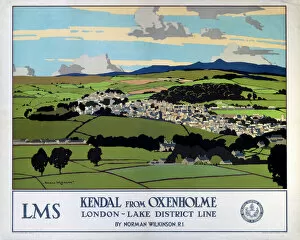 Landscape paintings Collection: Kendal from Oxenholme, LMS poster, 1923-1947