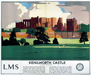 Western Mouse Cushion Collection: Kenilworth Castle, LMS poster, 1929