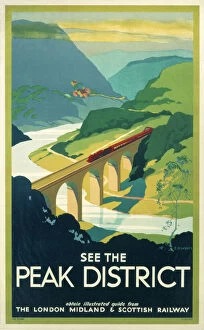 Mountain scenery art Cushion Collection: See the Peak District, LMS poster, 1923-1947