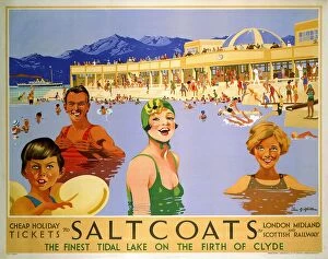 Water Mouse Greetings Card Collection: Saltcoats, LMS poster, 1935