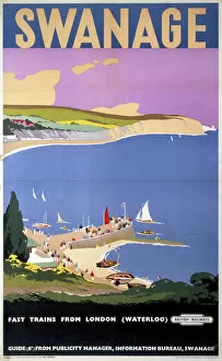 Related Images Cushion Collection: Swanage, BR poster, c 1955