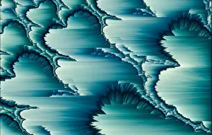 Art Collection: Abstract Distorted Blue Green Fractal Glitch Texture Colorful Background. Geometric Futuristic