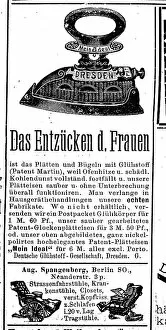 Historic Illustration Collection: Advertisement of the Spangenberg company for irons, 1890, Germany, Historic