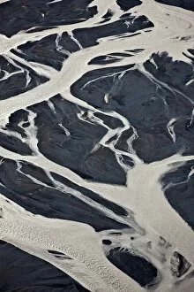 Arctic-Images Collection: Aerial of glacial riverbed, Iceland